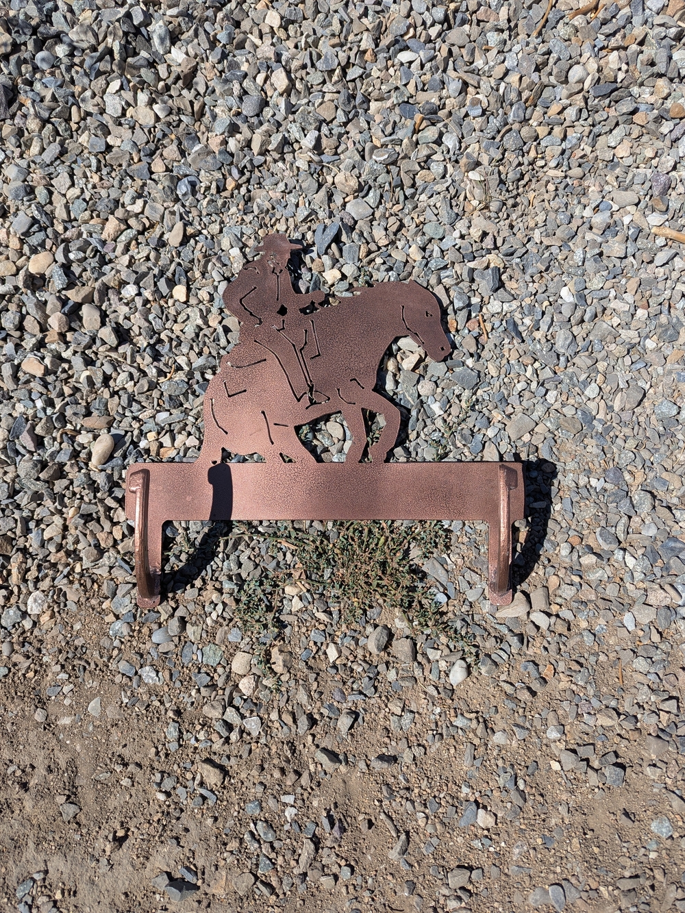 Rustic Cowboy on Horse Metal Wall Hook - Brown